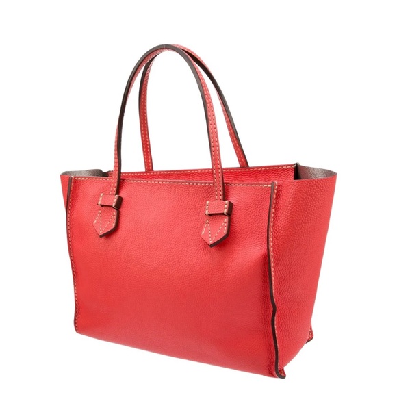 Moreau Authentic Red Structured Tote Bag with Double Handles - Picture 3 of 5